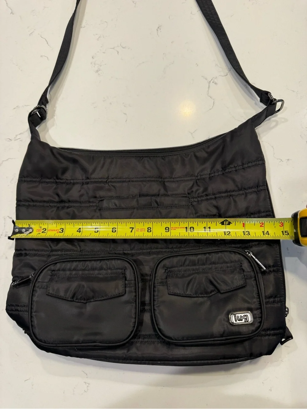 Black Quilted Lug Zipliner Convertible Hobo Bag - water resistant